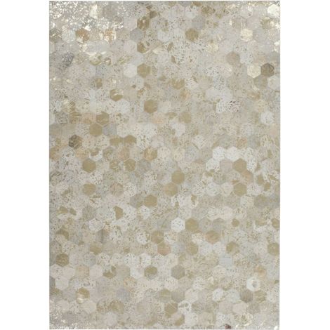 Tapis Tissé Effet Métallique "Spark" Ivoire & Or 120 x 170 cm (1/4)