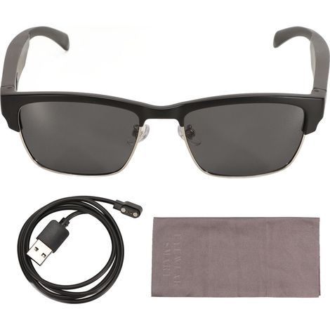 Lunettes Bluetooth conduction osseuse stéréo IPX5 étanche appel HD contrôle tactile sans fil sport argent (1/5)