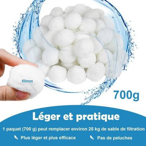 Billes Filtrantes - 700 G - Pour Filtre Piscine - Remplace 25 Kg Sable - Blanc (1/4)