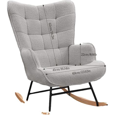Fauteuil à bascule, Design ergonomique, Cadre durable, Gris clair (1/2)