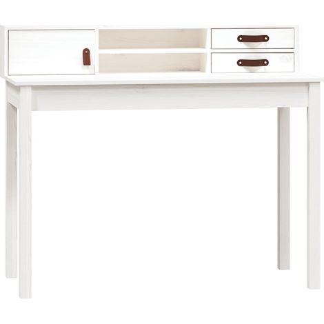 Bureau Table de travail Table d'écriture Blanc 110x50x93 cm Bois massif de pin (1/5)