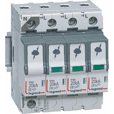 Limitatore di sovratensione T2 20kA 3P+N nero