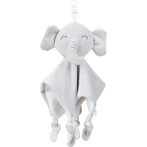 Éléphant en peluche apaisante pour bébé 0-2 ans, hochet doux et jouet de dentition en forme d’animal, serviette réconfortante avec anneau de dentition (1/5)