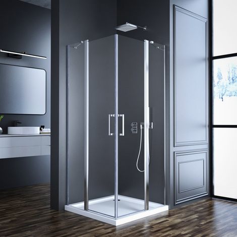 Duschkabinen 120x90cm Eckeinstieg mit Pendeltür Schwingtür mit Fester Segment 6mm ESG NANO Glas Duschabtrennung Duschwand Höhe 185cm (1/4)