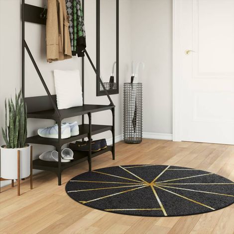 Tapis lavable, noir et or, Ø 120 cm