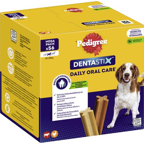 Pedigree Dentastix Beutel für mittlere Hunde Multipack 8 x 7 Stück Hundeleckerlis