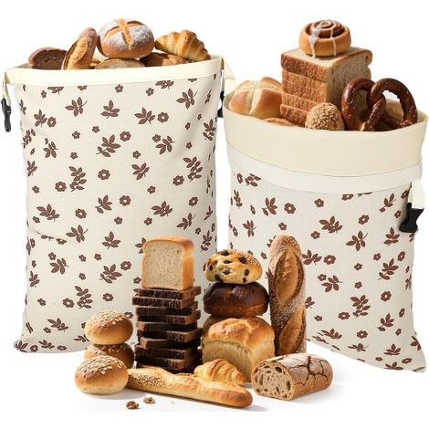 2er-Pack große wiederverwendbare Brotbeutel aus Bienenwachs für selbstgemachtes Brot, Backzubehör für Gefrierschrank und Kühlschrank, 42 ​​x 31 cm, große Aufbewahrungstasche (1/5)