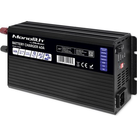Cargador monolítico profesional inteligente Qoltec para baterías LiFePO4 AGM GEL SLA 40 A 12 V (1/5)