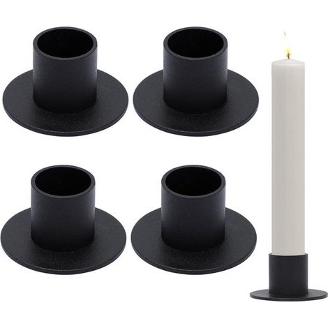 4 bougeoirs simples pour la table à manger - Bougeoirs - Porte-bougies chauffe-plat - Décoration intérieure/Fêtes - Noir - Fer noir (1/5)