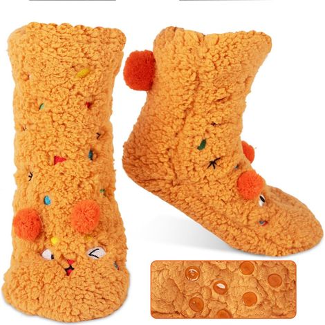 Chaussettes-chaussons antidérapantes et duveteuses à motifs d'animaux mignons pour femmes, ultra douces, chaudes et confortables, avec des picots antidérapants pour se détendre à l'intérieur en hiver. (1/5)
