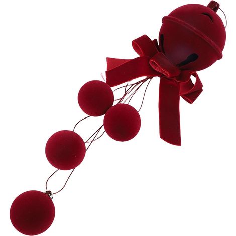 Flocked Christmas Tree Ornament with Red Ball Pendant for Wreath Decoration (1/5)