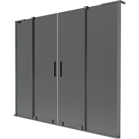 Mexen Velar L Paravento bagno Duo 2-ante scorrevoli 180 x 150 cm, grafite, gun metal - 896-180-003-42-95 (1/2)
