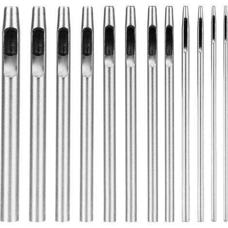 12 Pièces Emporte Pièce cuir 0.5mm-6mm, Poincon Creux Poinçon en Cuir Poinçon Creux en Acier Rond Set Outils de Perforation de Trou Creux de Cuir Pour Bracelet De Montre Ceinture (1/5)