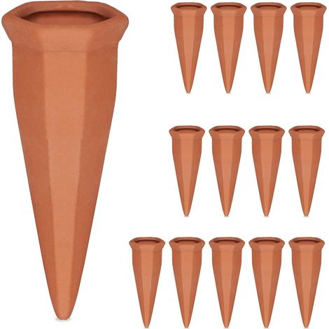 Annaffiatoi in terracotta, confezione pratica da 14 pezzi, per bottiglie in PET da 1,5 litri, per uso interno ed esterno, colore marrone.