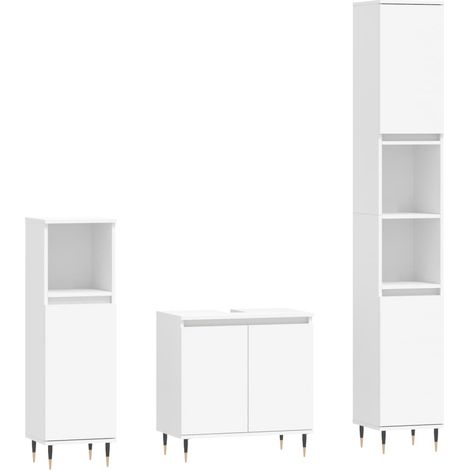 Ensemble d'armoires salle de bain 3 pcs - Colonne Miroir Meuble sous-vasque blanc bois d'ingénierie fr1538 - Maison La Vie