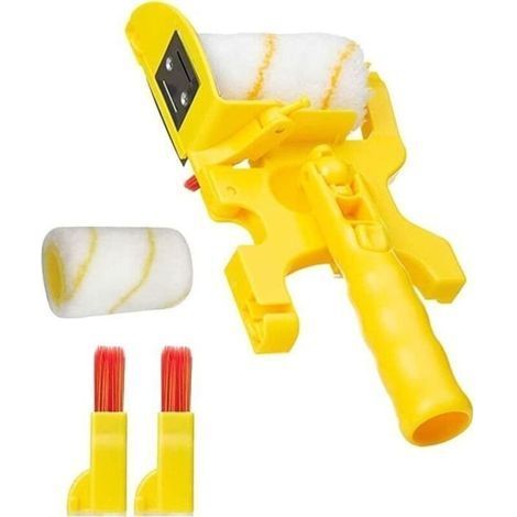 Pinceau à Rouleau de Coupe-Bordures Peinture, Kit de Bordure Peinture avec Rouleau et Brosse, Brosse à Coupe Nette Bord Mur Facile (1/4)