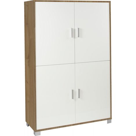 Mobile 4 Ante 108L x 41P x h161 – Finitura Legno Noce e Bianco Fiammato – Sarmog (1/2)