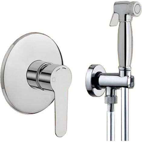 Cristina Ondyna – Pack douchette WC hygiénique encastré avec mitigeur – Douchette à impulsion – Flexible 125 cm – Applique prise d'eau SU30551 (1/5)