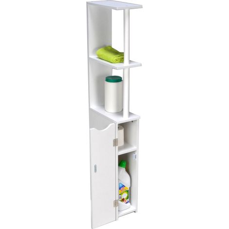 Meuble de toilettes 1 porte - 2 niches / Blanc (1/3)