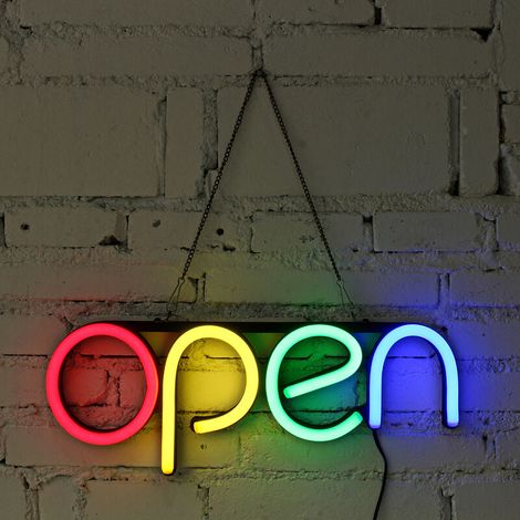 Insegna al neon APERTA Tubo LED Opera d'arte visiva fatta a mano Decorazione da parete per bar, pub e club