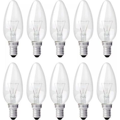 Ampoule Incandescence Bougie E14 40W 230V, Ampoule Flamme E14, Dimmable Blanc Chaud 2700K, 400LM, C35 Ampoule Transparent, Pour Lustre, Lampe de Bureau, Pack de 10 (1/5)