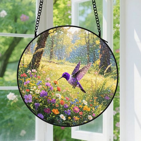 Suspension en vitrail, attrape-soleil unique élégant, décoration intérieure fenêtre, cadeau Fête des Mères, Noël pour femme, homme 12,5 cm (1/5)