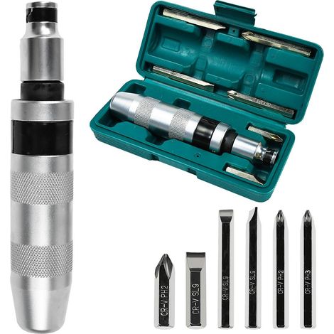 8 Pièces Tournevis à Frapper, 1/2" Impact Driver Set Avec Embouts de Tournevis à Percussion Tournevis Cruciforme Plat Outil de Réparation pour Retrait des Écrous et des Vis Rouillées (1/5)