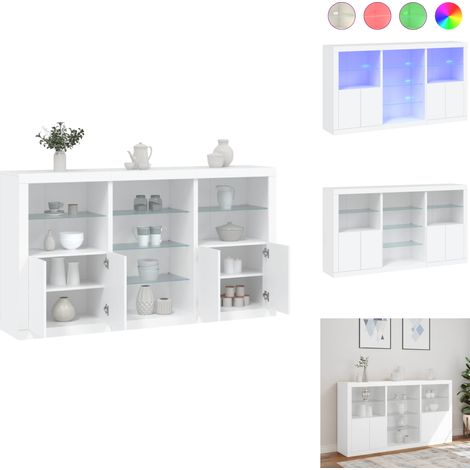 Buffet avec lumières LED blanc 181,5x37x100 cm - Meuble De Rangement - Buffet - Meuble Tv - Luminaire Led - Design Moderne (1/5)