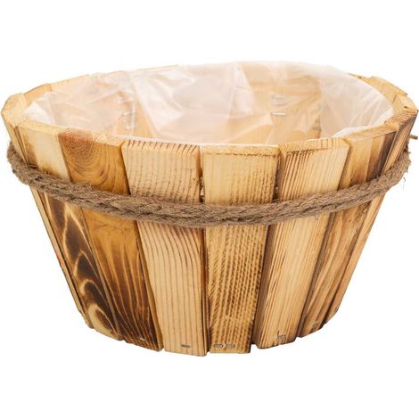 Cesto de madera y cuerda marrón d22x12 (1/5)