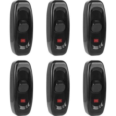 ALLIANDISInterrupteurs intermédiaires à 6 pôles, 10 A 250 V, interrupteurs pour lampes de table, interrupteurs pour câbles d'éclairage (noir) (1/4)