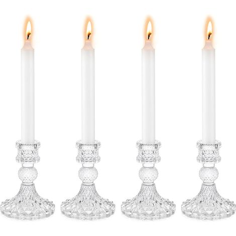 4 bougeoirs en verre décoratifs, bougeoirs coniques (1/5)