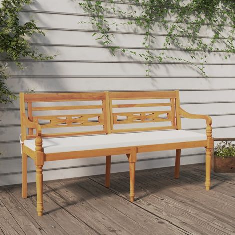 Banco Batavia con cojín madera maciza de teca 150 cm vidaXL (1/6)