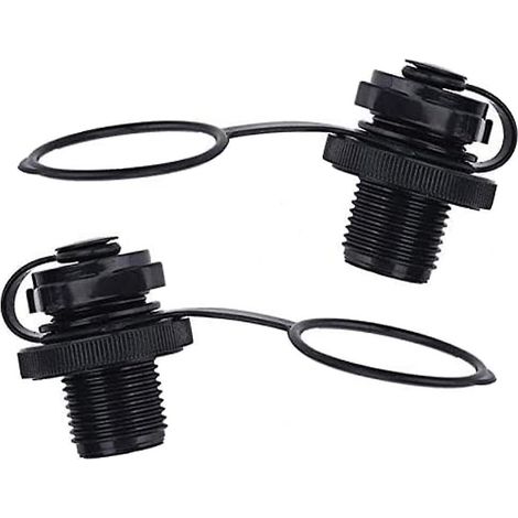 Lot de 2 bouchons adaptateurs noirs pour valves d'air pour kayaks et bateaux gonflables (1/5)