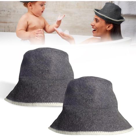 Lot de 2 chapeaux de sauna en feutre Pour homme et femme Accessoires de sauna Gris