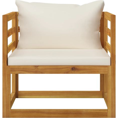 INLIFE Chaise de jardin avec coussins crème Bois d'acacia massif (1/5)