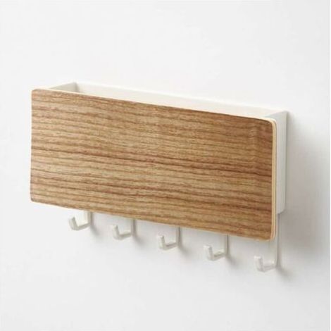 FENOPLASTICAArmoire à clés,Porte-courrier en bois et crochet pour boîte à clés porte-clés porte-courrier mural en bois non poreux 5 crochets en bois avec 5 crochets en plastique combinaison pince à co (1/3)