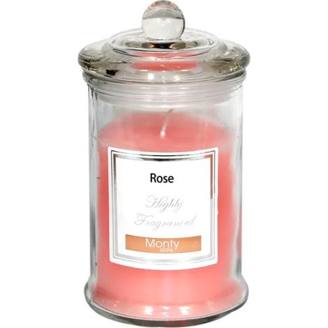 Bougie parfumée dans pot en verre Rose - 7.5x14cm (1/3)