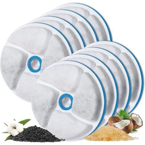 Lot de 8 filtres pour fontaine à eau pour chat, filtres de remplacement pour fontaine automatique pour animaux de compagnie, filtres de 4,13 pouces pour fontaine à eau pour chat-Karteo (1/5)
