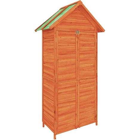 vidaXL Gartenwerkzeugschuppen braun 89x52,5x175 cm aus Massivholz Kiefer