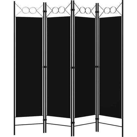 Paravent Cloison de séparation 4 panneaux, Pour Jardin, Balcon, Terrasse Noir 160 x 180 cm OIB2335E (1/5)