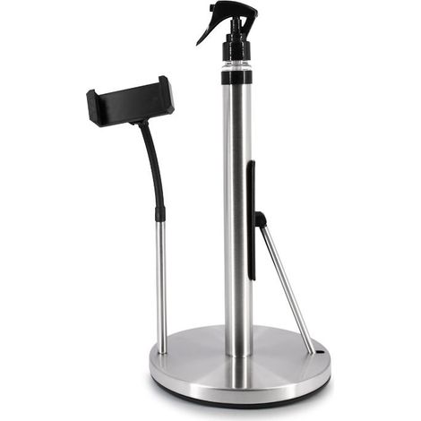 Porte-essuie-tout 3 en 1 avec flacon pulvérisateur, porte-essuie-tout de cuisine avec support pour téléphone, porte-essuie-tout de comptoir, porte-essuie-tout noir (1/5)