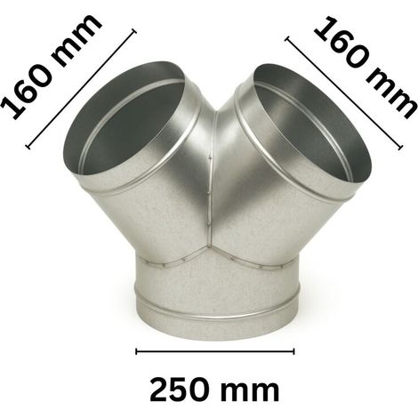 Y-Stück 250/160/160 mm Metall – Lüftung Y-Verbinder (1/5)