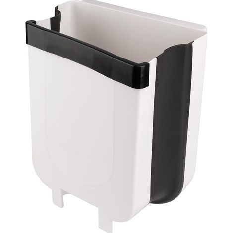Poubelle pliable suspendue en plastique, grand format, couleur blanche, pratique pour cuisine et voiture (1/5)