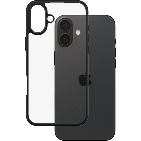 CARE by PanzerGlass® Flagship Case Transparent Urban Combat m. Schwarz Rahmen iPhone 16 Plus