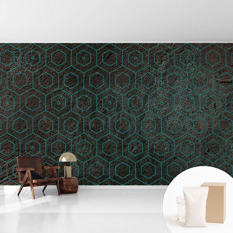 Fototapete Tapete Vliestapete mit Kleber - Wandtattoo - leicht anzubringen - Wandverkleidung Geometrisches Muster 416x254 cm (1/5)