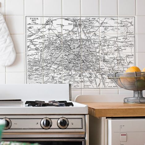 Sticker Mural Carrelage adhésif Cuisine Salle de Bain - 24 STICKERS CARRELAGES PLAN DE PARIS 1877 - 24stickers10x10cm (1/4)