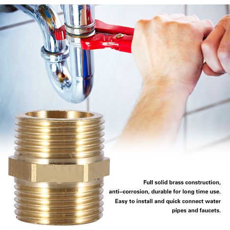 Raccord de tuyauterie en laiton G1" - Mamelon hexagonal - Accessoires de raccordement pour tubes d'eau (intensification) (1/5)