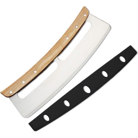 Stainless Steel Pizza Cutter with Bamboo Handle, Blade Guard, Multifunction – (1/5)