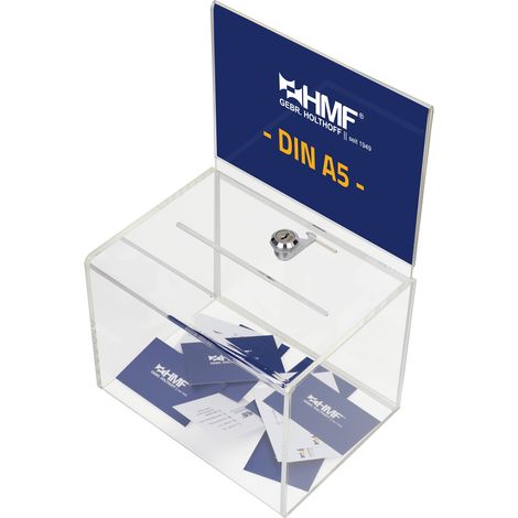 HMF 46913 Spendenbox Acryl Din A5 Blatteinschub, 16 x 16 x 21,5 cm (1/5)
