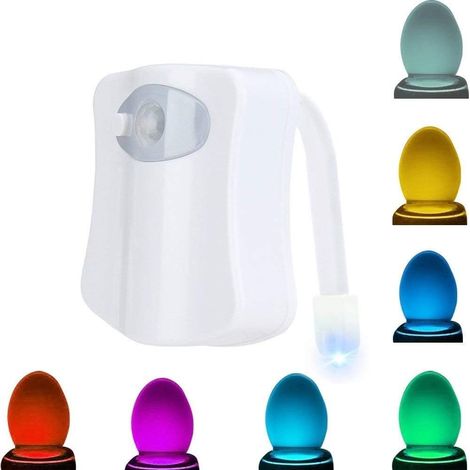 Temps de solde lumière LED pour WC 8 couleurs éclairage RGB salle de bain avec capteur crépusculaire (1/5)